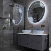 Specchio LED Rotondo | Pulsanti touch | Funzione anti-appannamento | Luce bianca fredda - Reyze Serie Good Vibes Modello 7